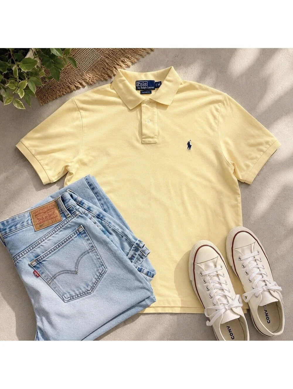 Men's Polo by Ralph Lauren Pony Embroidered Short Sleeve Golf Yellow Shirt Med